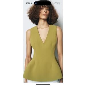 Zara peplum Green sleeveless top Blouse size small